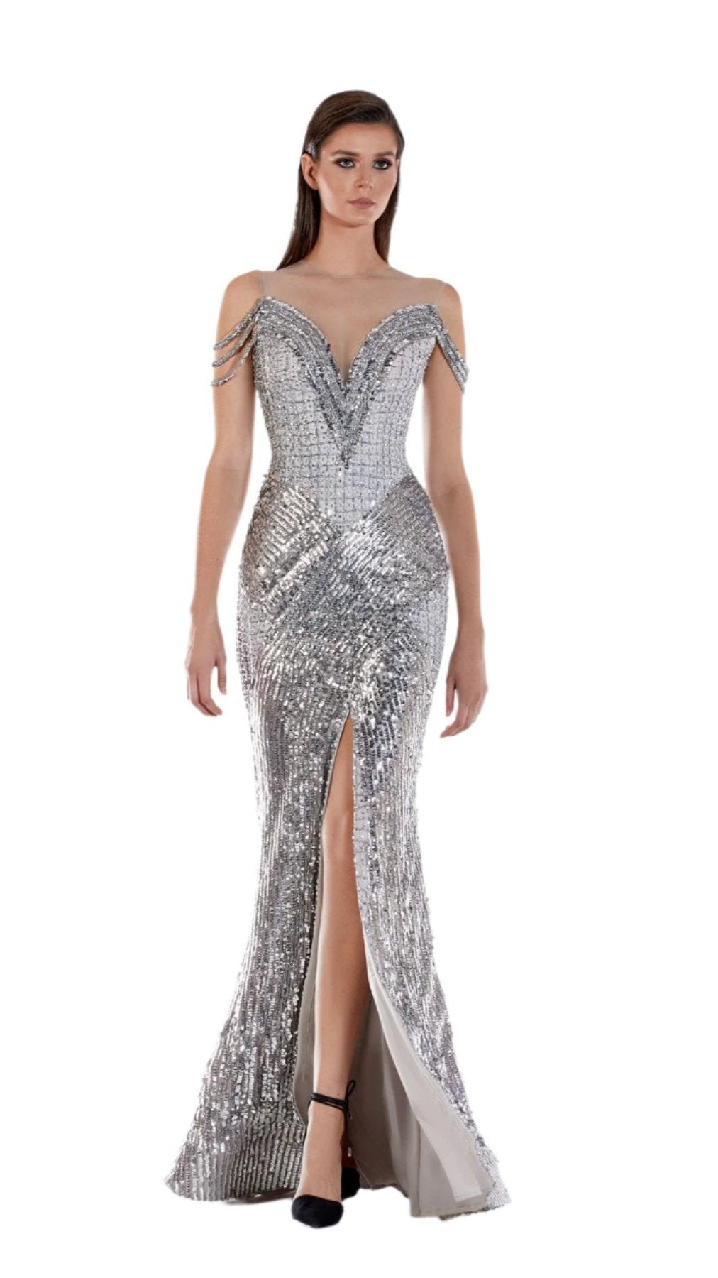 FM3074 Sequin Evening Dress