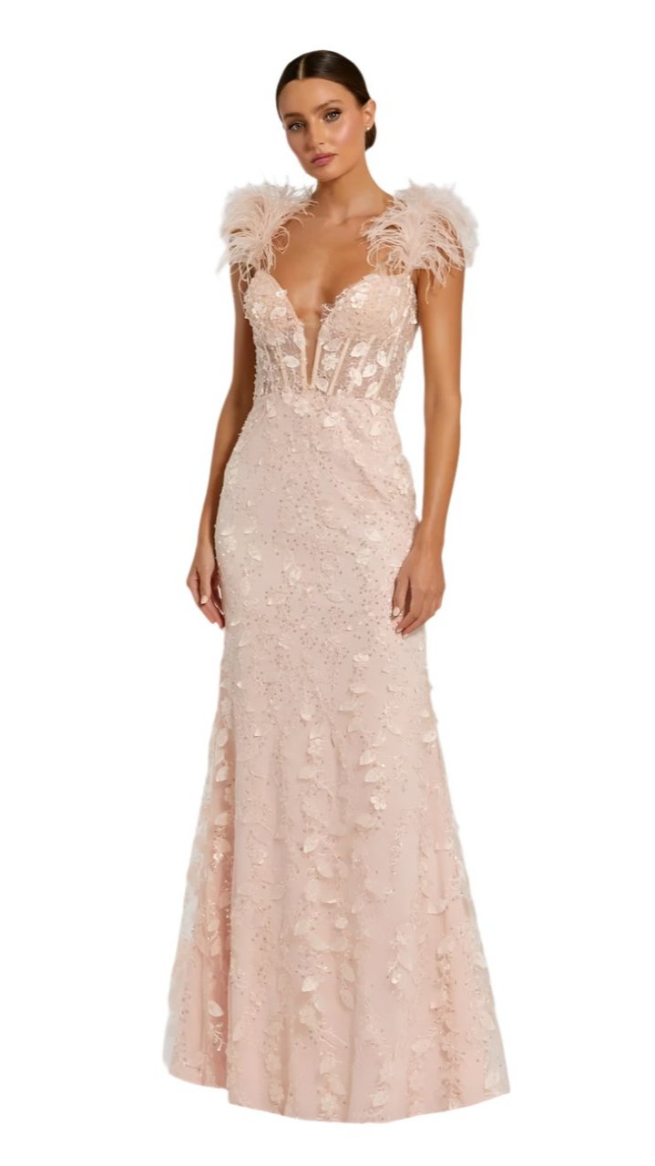 Feather Straps Sheer Applique Bustier