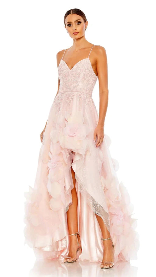 Floral Appliqué High Low Gown